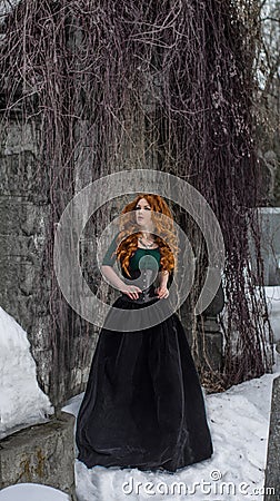 Gothic woman in black dress