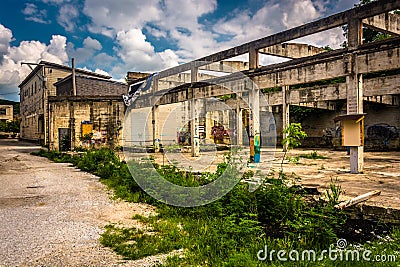 Graffiti on the ruins of an old building in Glen Rock, Pennsylva