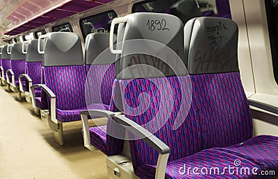Graffiti in a train interior