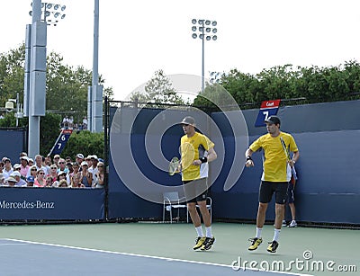 Grand Slam champions Mike and Bob Bryan during first round doubles match at US Open 2013