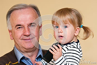 Grandfather with young girl