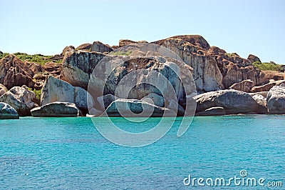 Granite rock face and turquoise waters