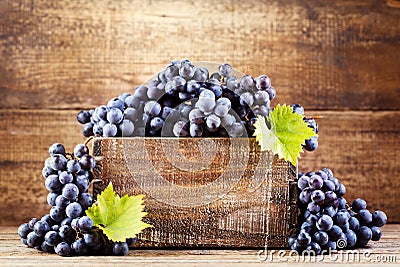 Grape in wooden box