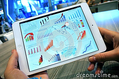 Graph charts on digital tablet display