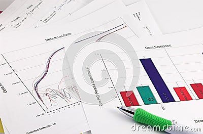 Graph, scientific data, pen
