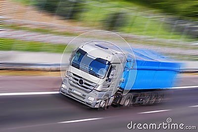 Gray-Blue Truck Running