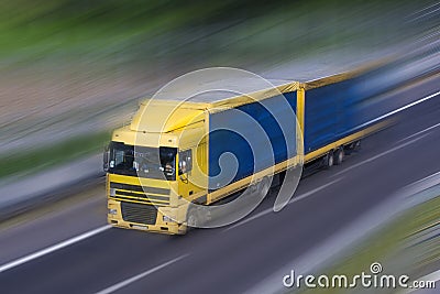 Gray-Blue Truck Running