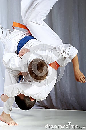 Great nage judo is doing sportsman with a blue belt