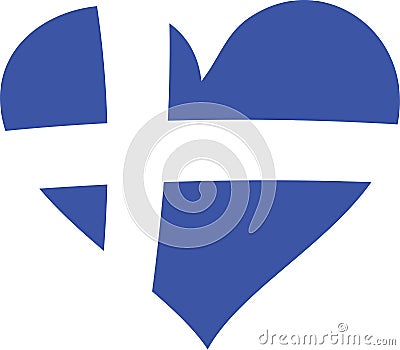 greek heart flag colors illustration