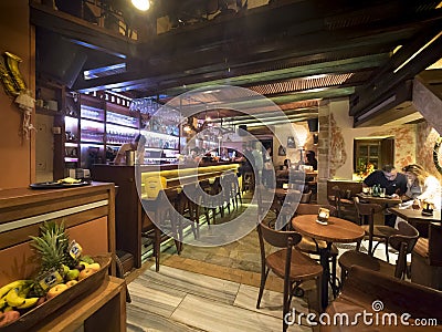 Greek restaurant and bar interior