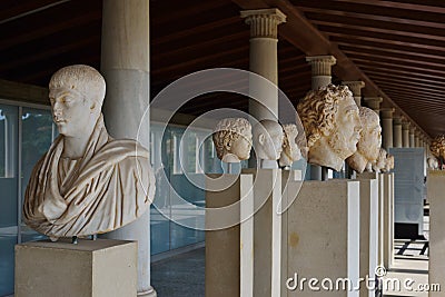 Greek statues in museum of Acropolis in Athens, Greece