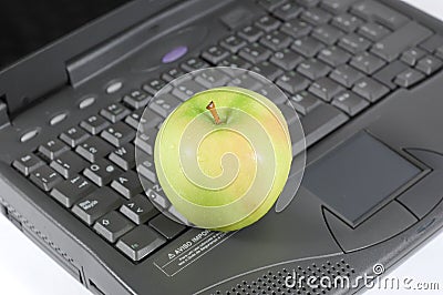 Green Apple on Laptop