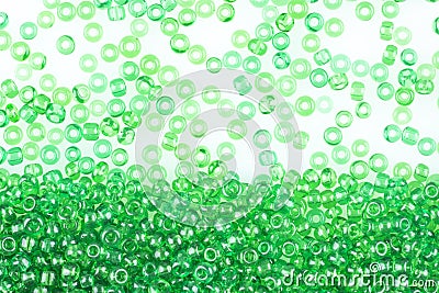 Green beads on white