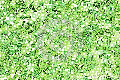 Green beads on white