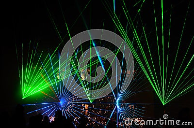 Green blue laser show