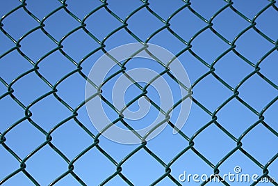 Green chain link fence