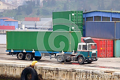 Green container truck