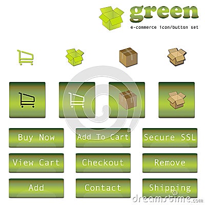 Green E-Commerce Button/Icon Set
