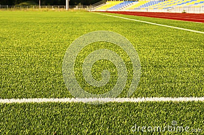 Green football field grass. Stadium