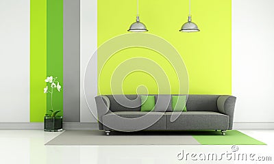 Green and gray living room