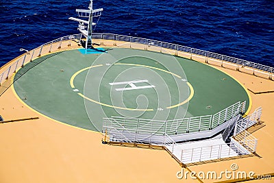 Green Helicopter Pad on Deck of Ship