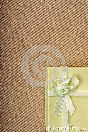 Green mini gift box with ribbon