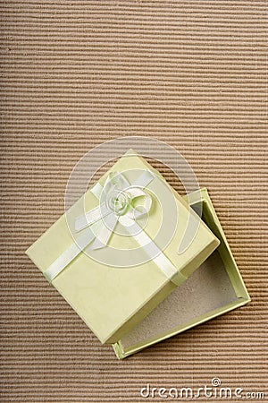 Green mini gift box with ribbon