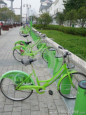 Green Public bicycles in Suzhou