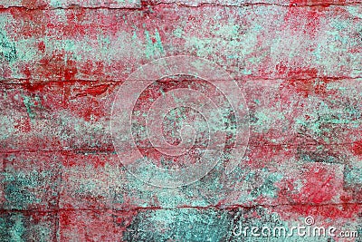 Green and red grunge aged paint wall texture