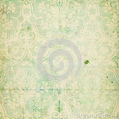 Green shabby chic vintage damask texture
