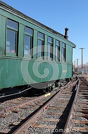 Green Train on Tracks