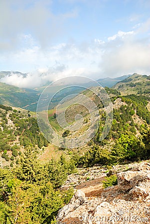 Green valley and hills on the island of Crete