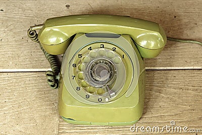 Green vintage telephone