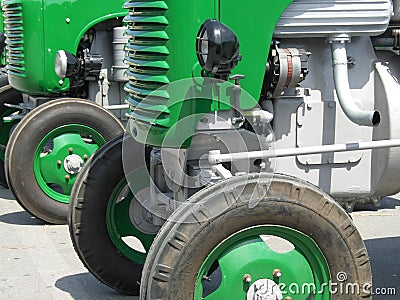 Green vintage tractors detail