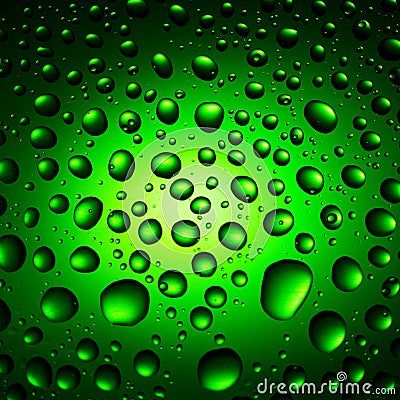 Green Water Drops Background