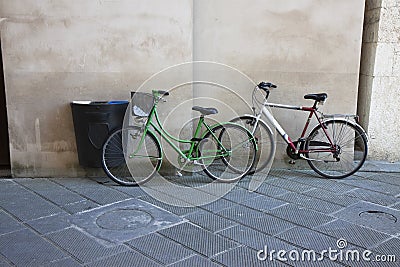 Green and white bikes