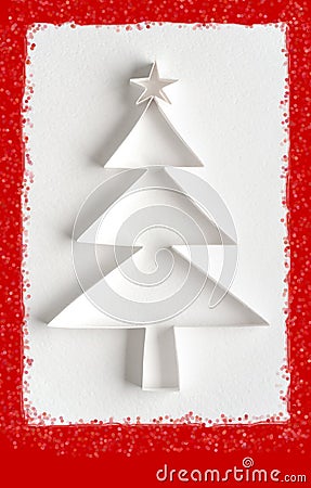Greeting card - Christmas tree made of paper