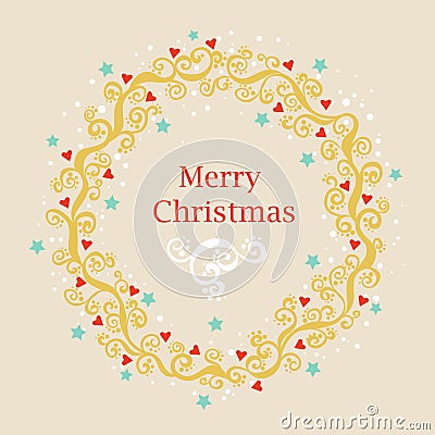 Greeting card with Christmas wreath