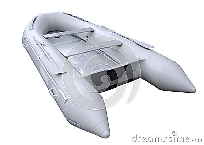 Grey inflatable boat with path