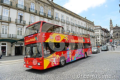 Grey Line tour bus in Porto, Portugal