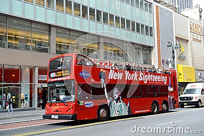 Grey Line tour bus at 34th street in NYC