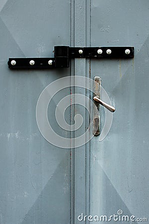 Grey metal gate double locked