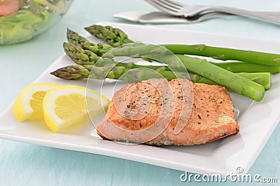 Grilled Coho Salmon filet with asparagus