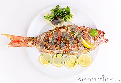 Grilled red snapper with salad