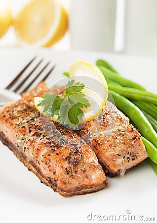 Grilled salmon steak