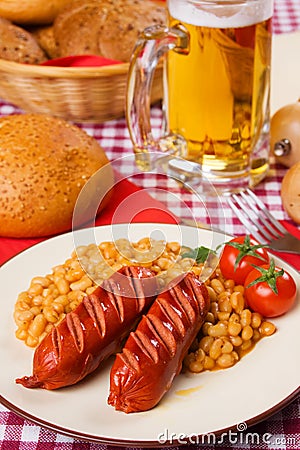 Grilled sausage with white beans