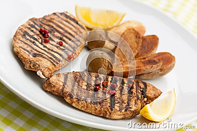 Grilled turkey fillet ,fried potatoes