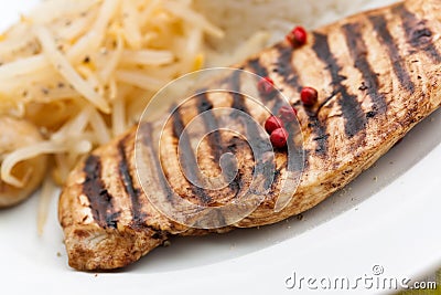 Grilled turkey fillet ,rice,soy sprouts