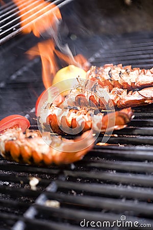 Grilling lobster dinner