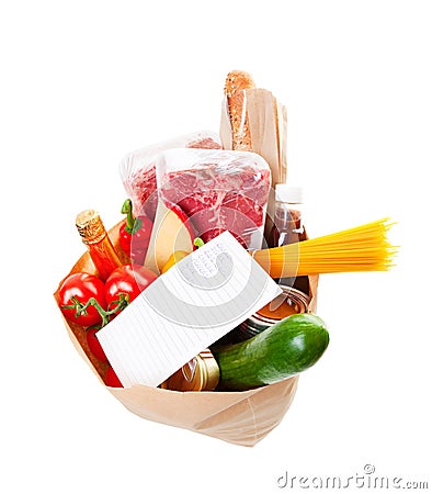 Groceries With List Royalty Free Stock Photog